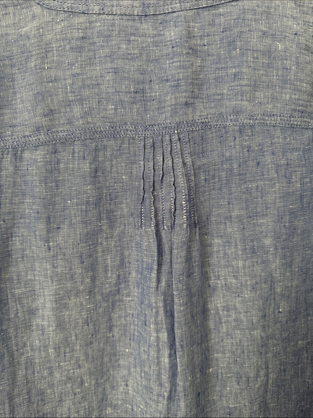 Talbots Chambray Blue Linen Button-Front Camp Shirt - Picture 7 of 8
